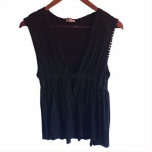 Urban Outfitters Ecote Black Deep V Sleeveless Top